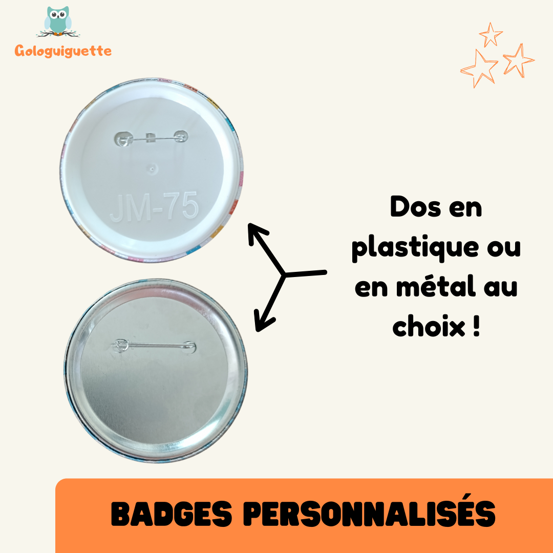 Badges personnalisées alerte enfant