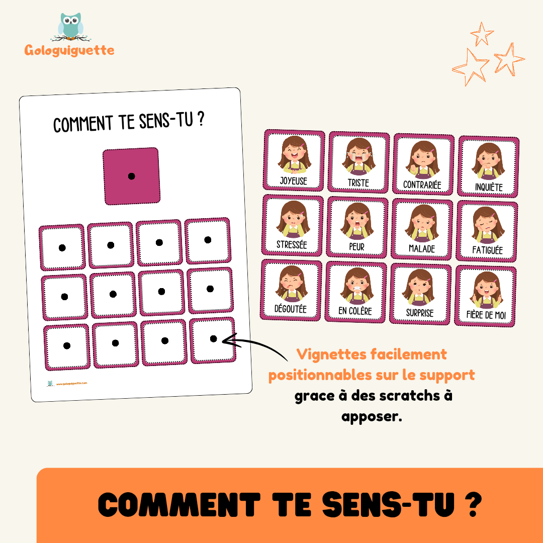 Tableau d'aide à la gestion des émotions pour les enfants