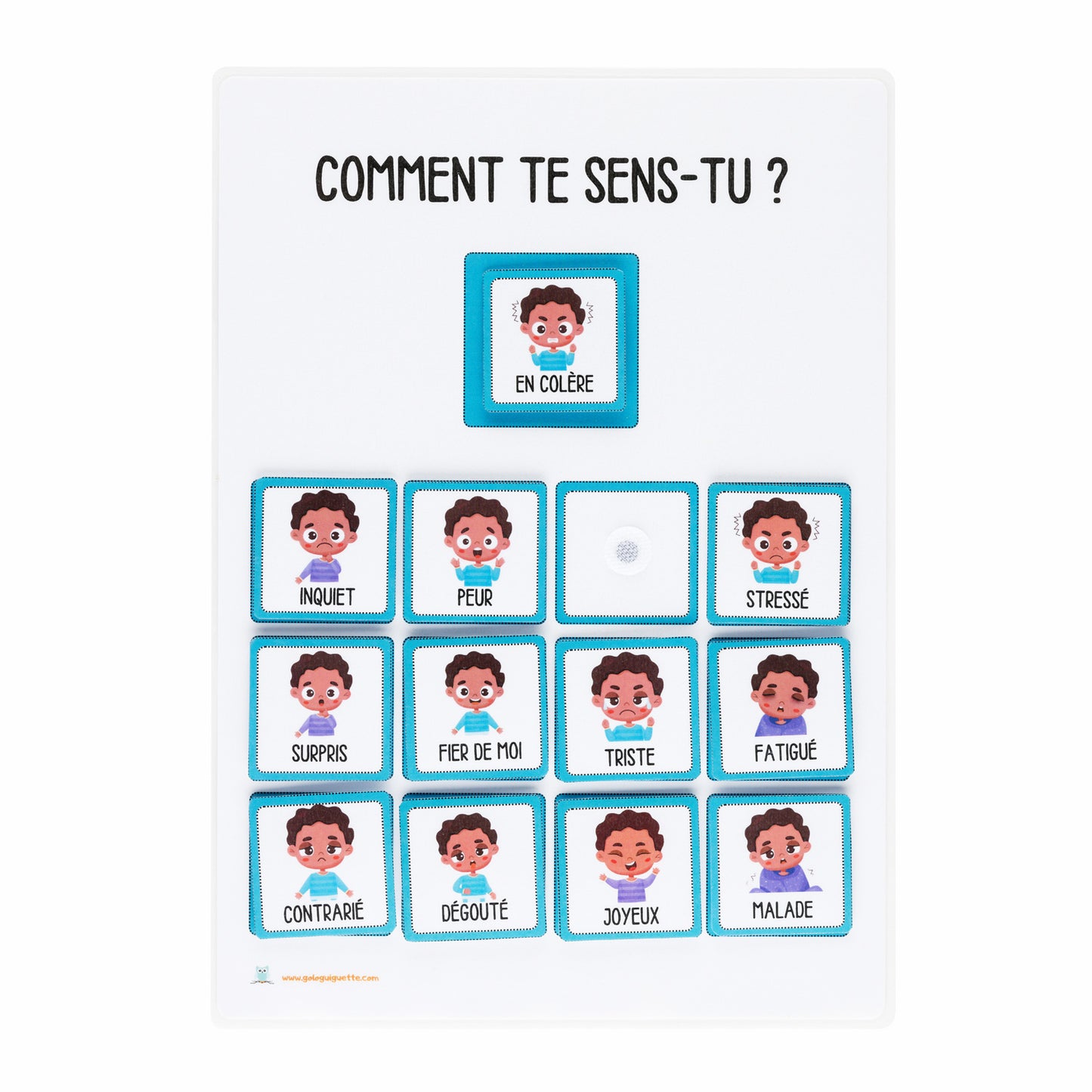 Tableau d'aide à la gestion des émotions pour les enfants