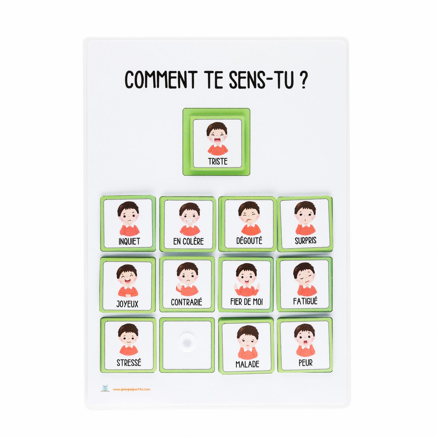 Tableau d'aide à la gestion des émotions pour les enfants